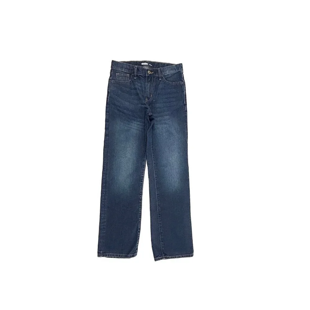 Old‎ Navy Adjustable Waist Straight Leg Boys size 14 Dark Wash Blue Denim Jeans